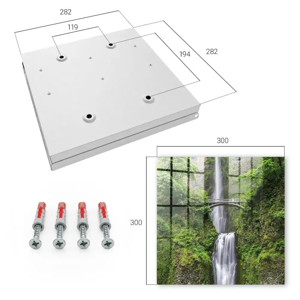 Armoire à clés une cascade et un pont entourés de verdure