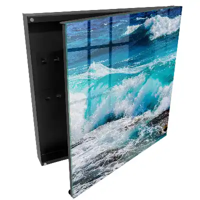 Boîte à clés mer turquoise ondulée avec de l'écume blanche