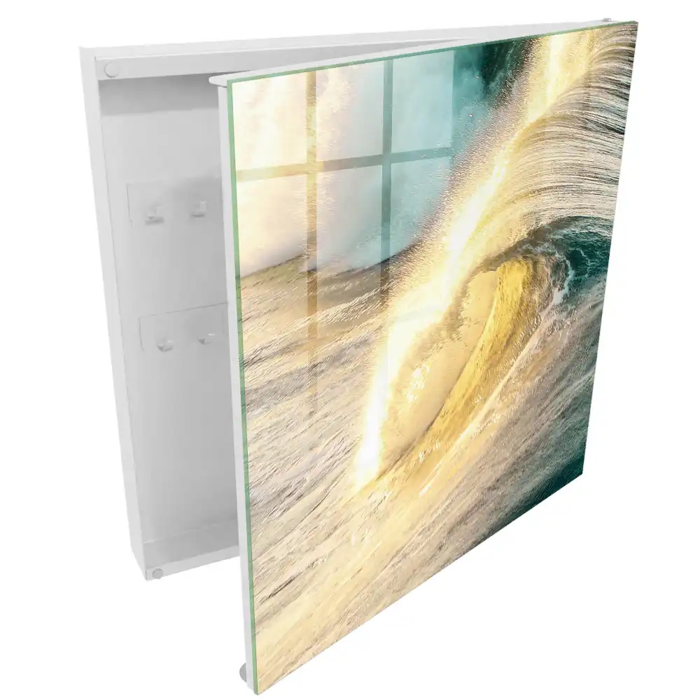 Boîte à clés murale vagues de l'océan au soleil
