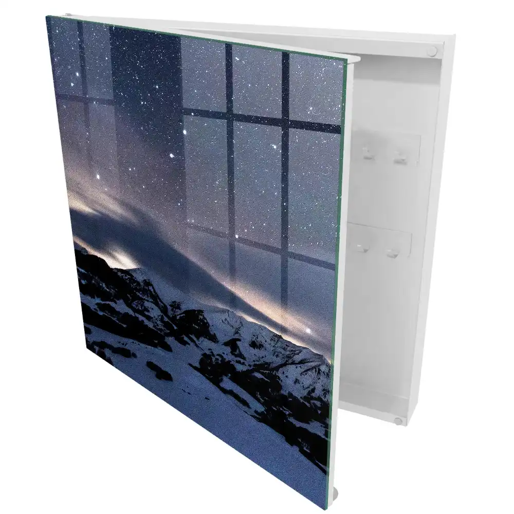 Boîte à clés murale montagnes la nuit ciel étoilé