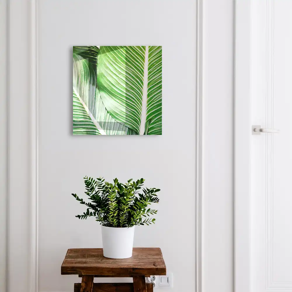 Boîte à clés feuilles vertes aux lignes distinctes