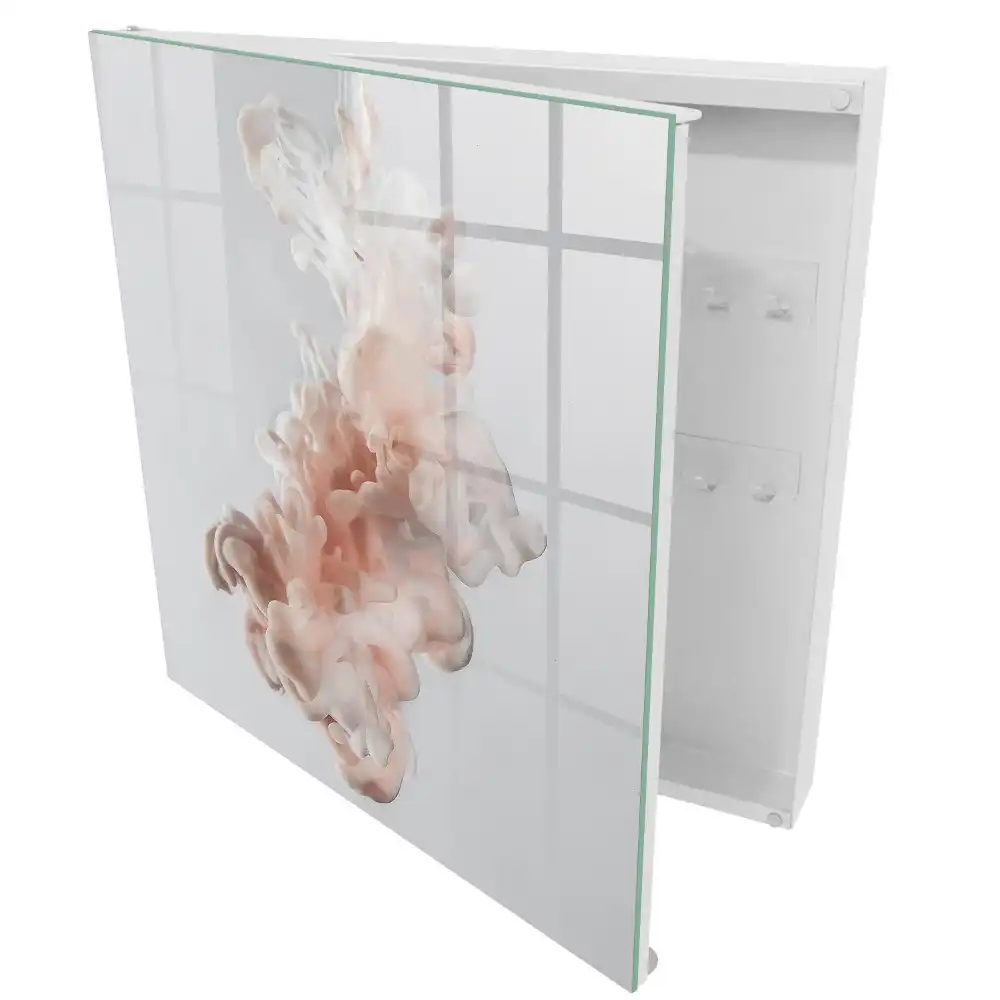 Armoire à clés formes délicates roses et blanches