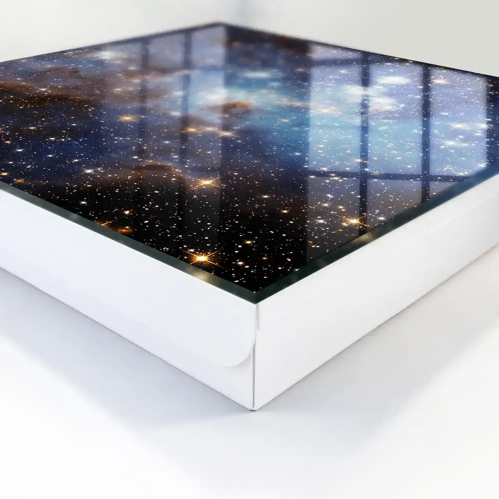 Boîte à clés murale paysage spatial avec des étoiles et du brouillard bleu
