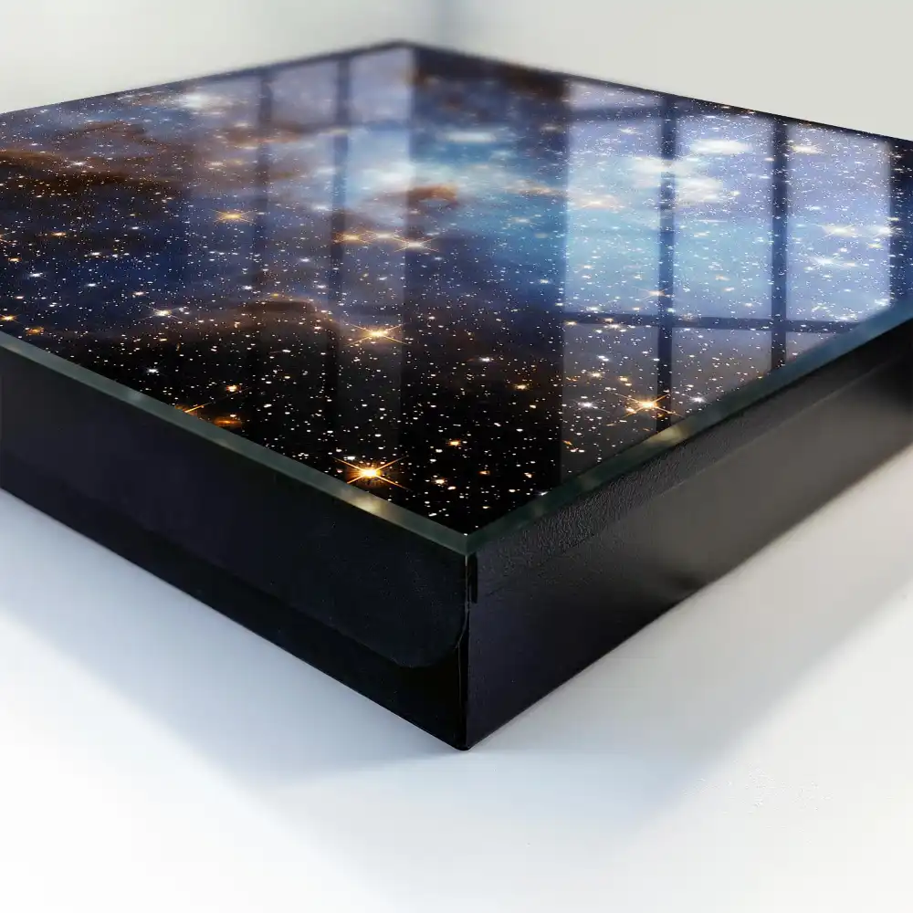 Boîte à clés murale paysage spatial avec des étoiles et du brouillard bleu