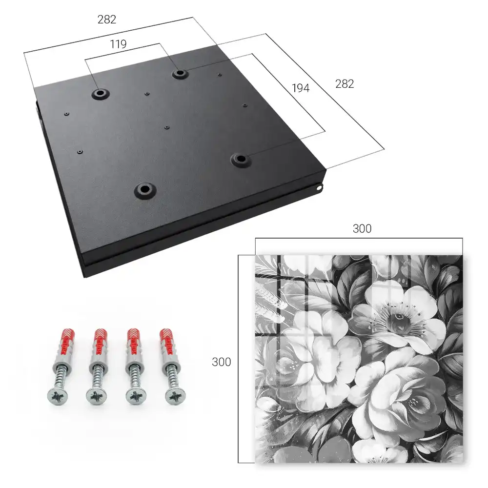 Armoire à clés fleurs noires et blanches dans une composition élégante
