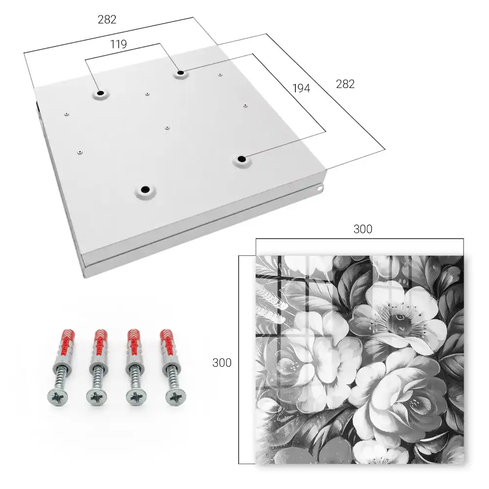 Armoire à clés fleurs noires et blanches dans une composition élégante