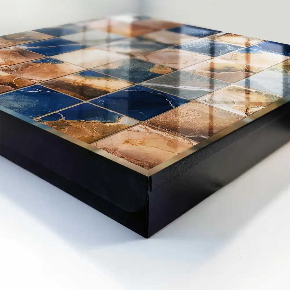 Armoire à clés mosaïque de marbre sans jointure dans les tons bruns et grenat