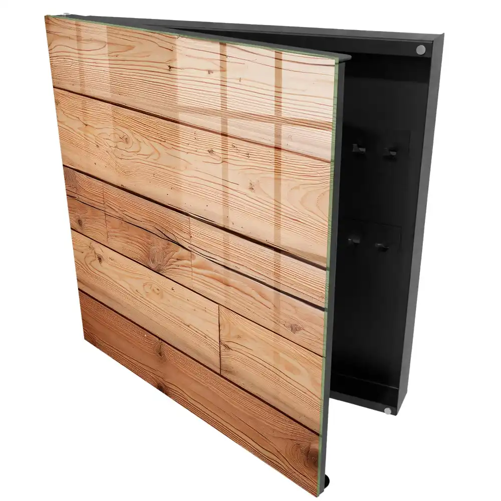 Armoire à clés structure en bois naturel avec une teinte chaude