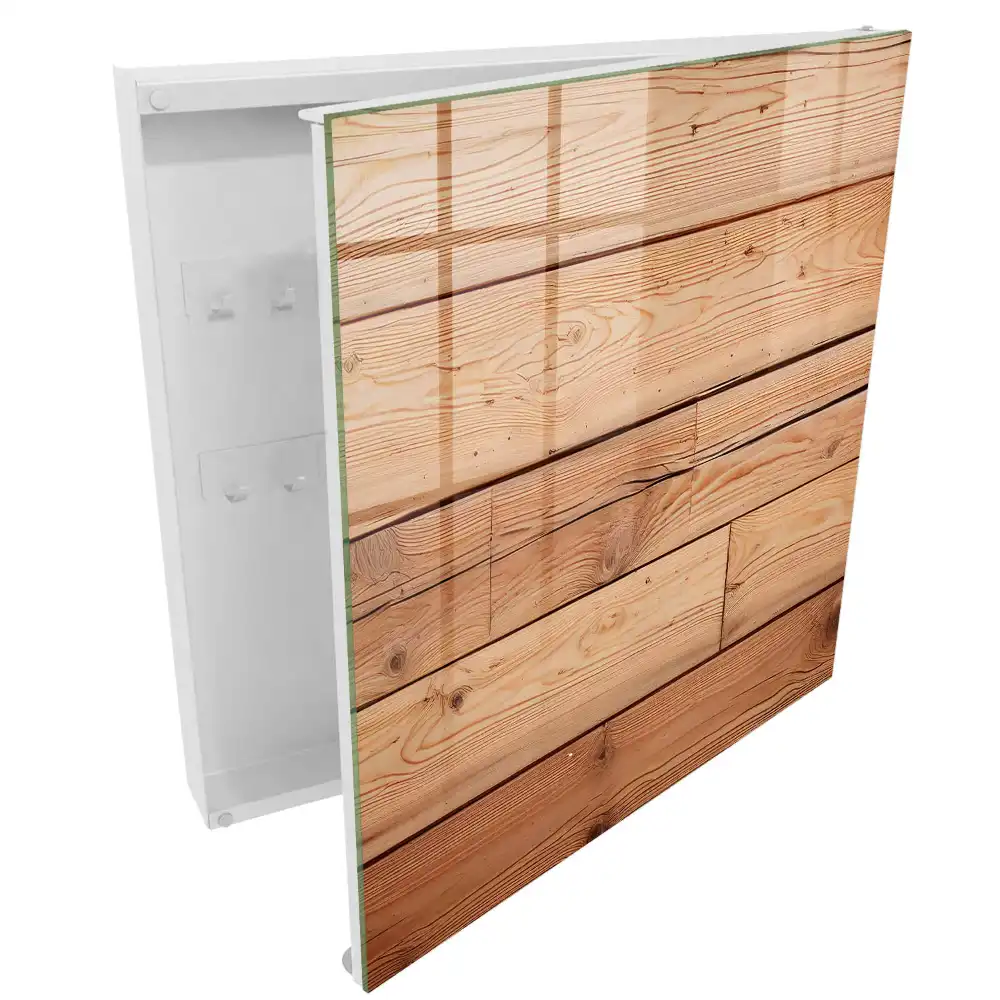 Armoire à clés structure en bois naturel avec une teinte chaude