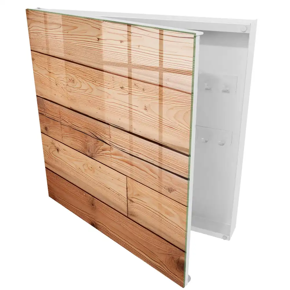 Armoire à clés structure en bois naturel avec une teinte chaude