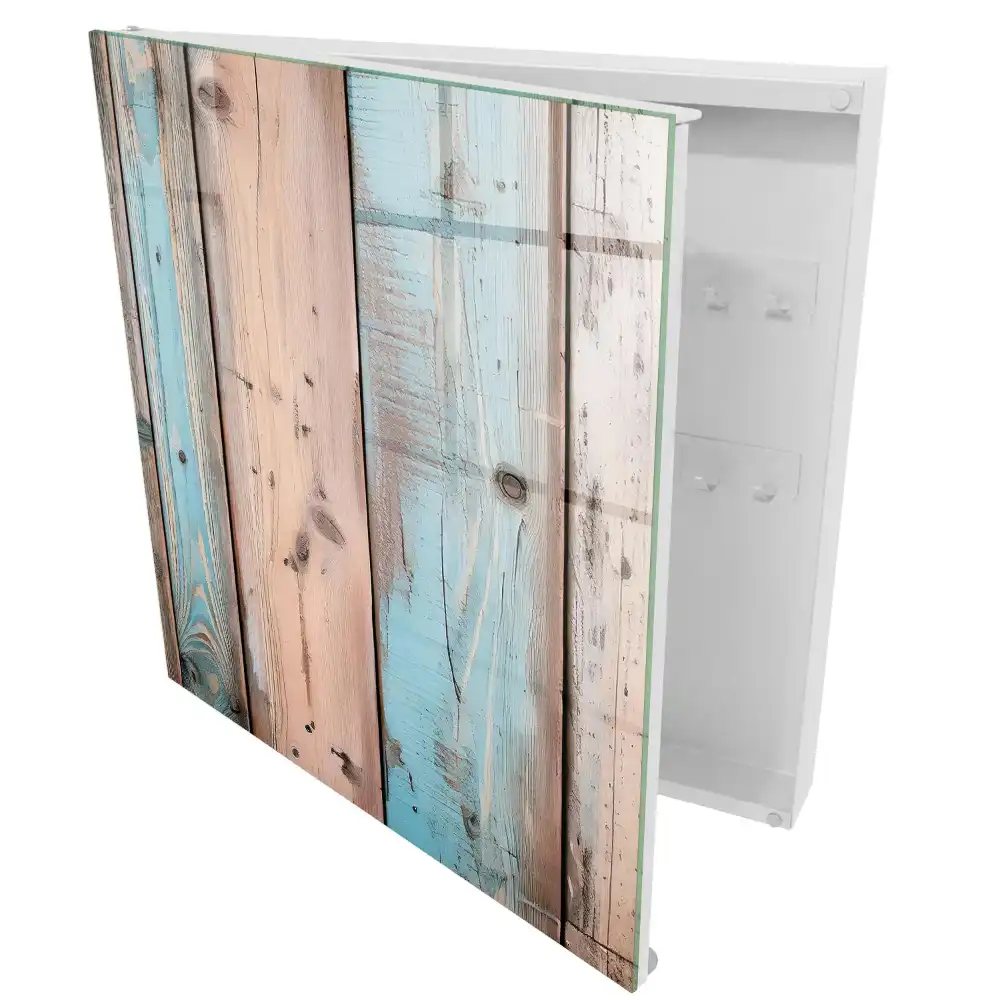 Boîte à clés planches rustiques aux couleurs pastel