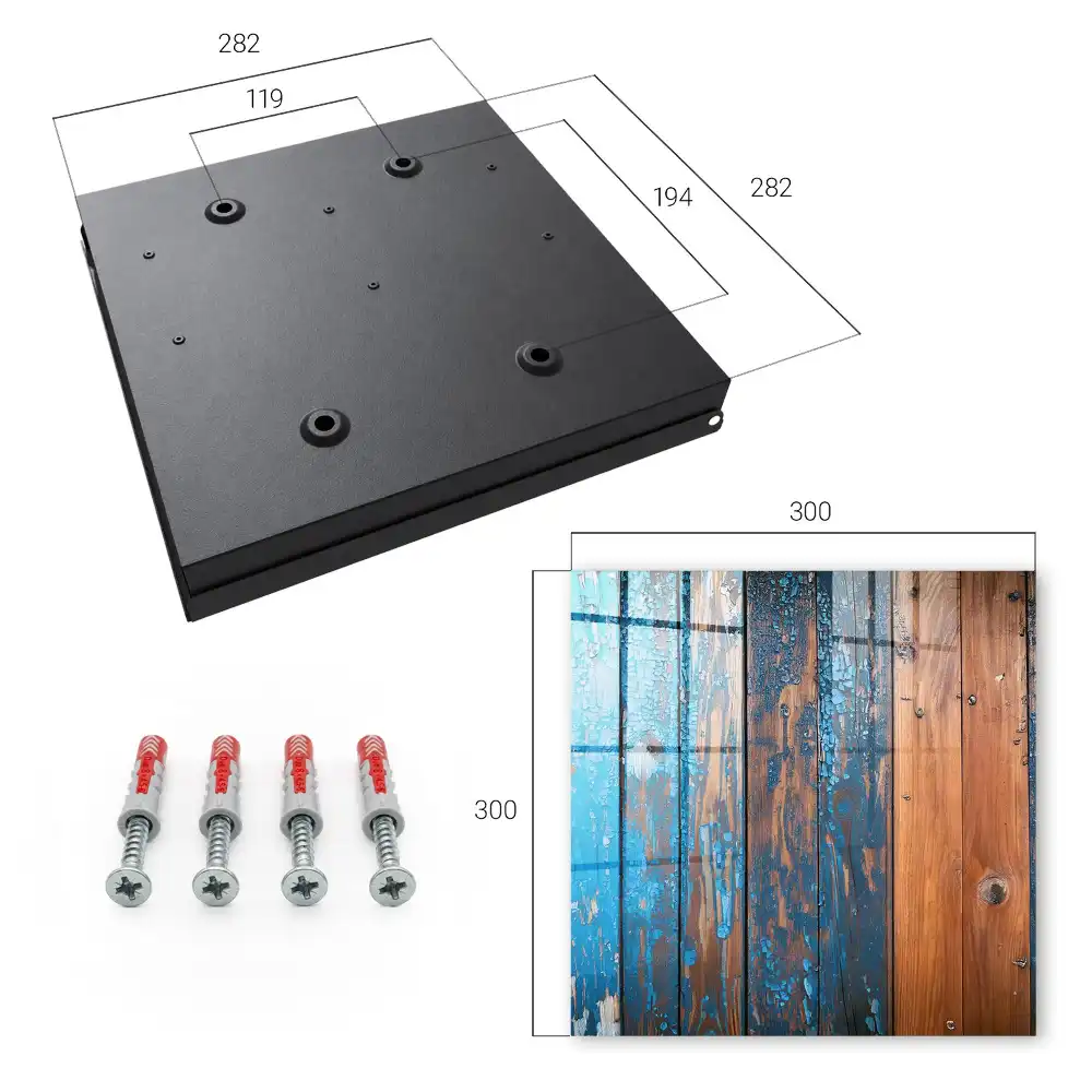 Armoire à clés fond en bois avec peinture bleue écaillée