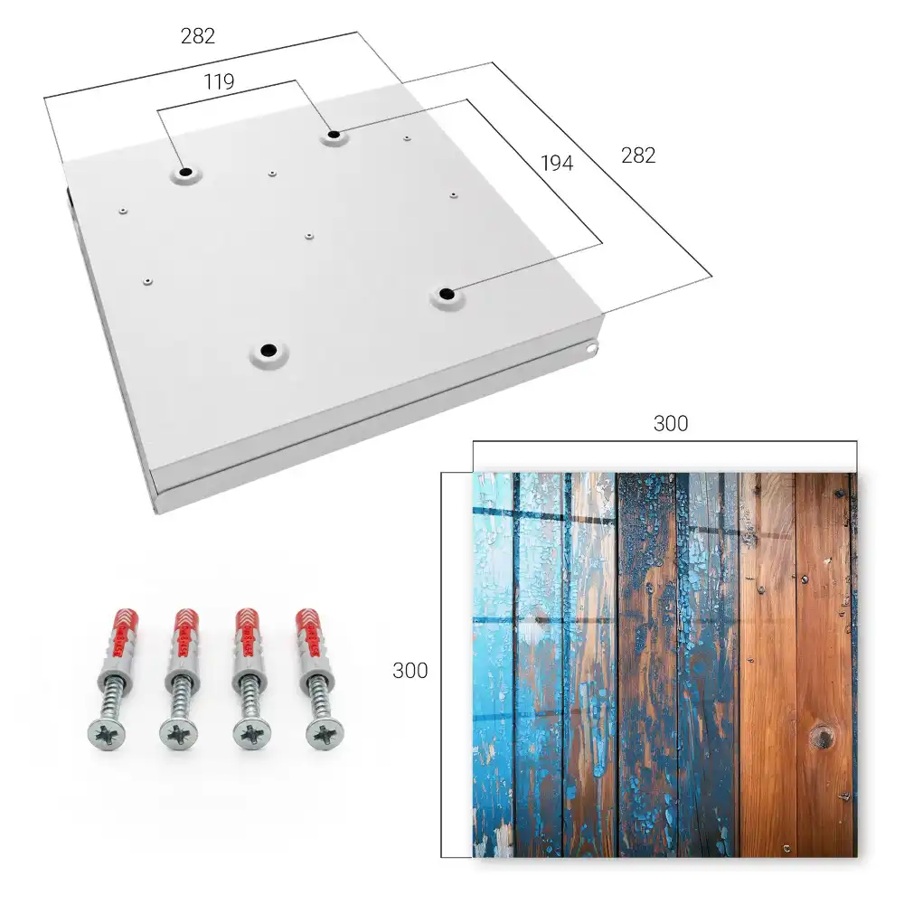 Armoire à clés fond en bois avec peinture bleue écaillée