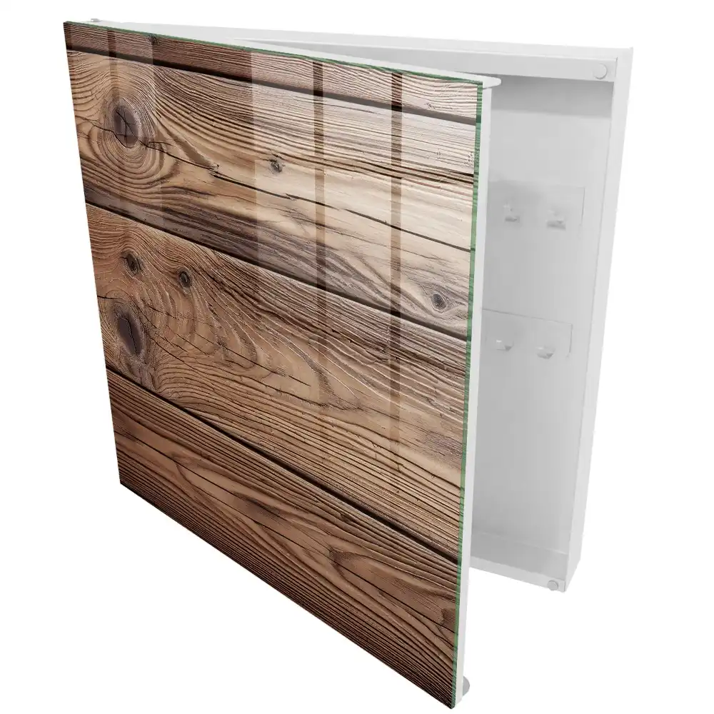 Boîte à clés murale bois chaleureux au grain naturel expressif
