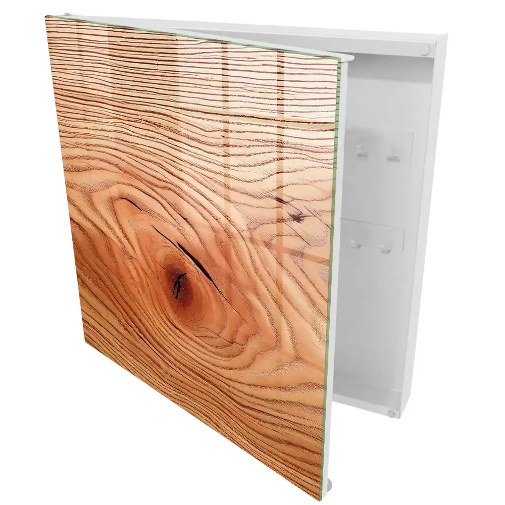Armoire à clés grain de bois dans des tons chauds de beige