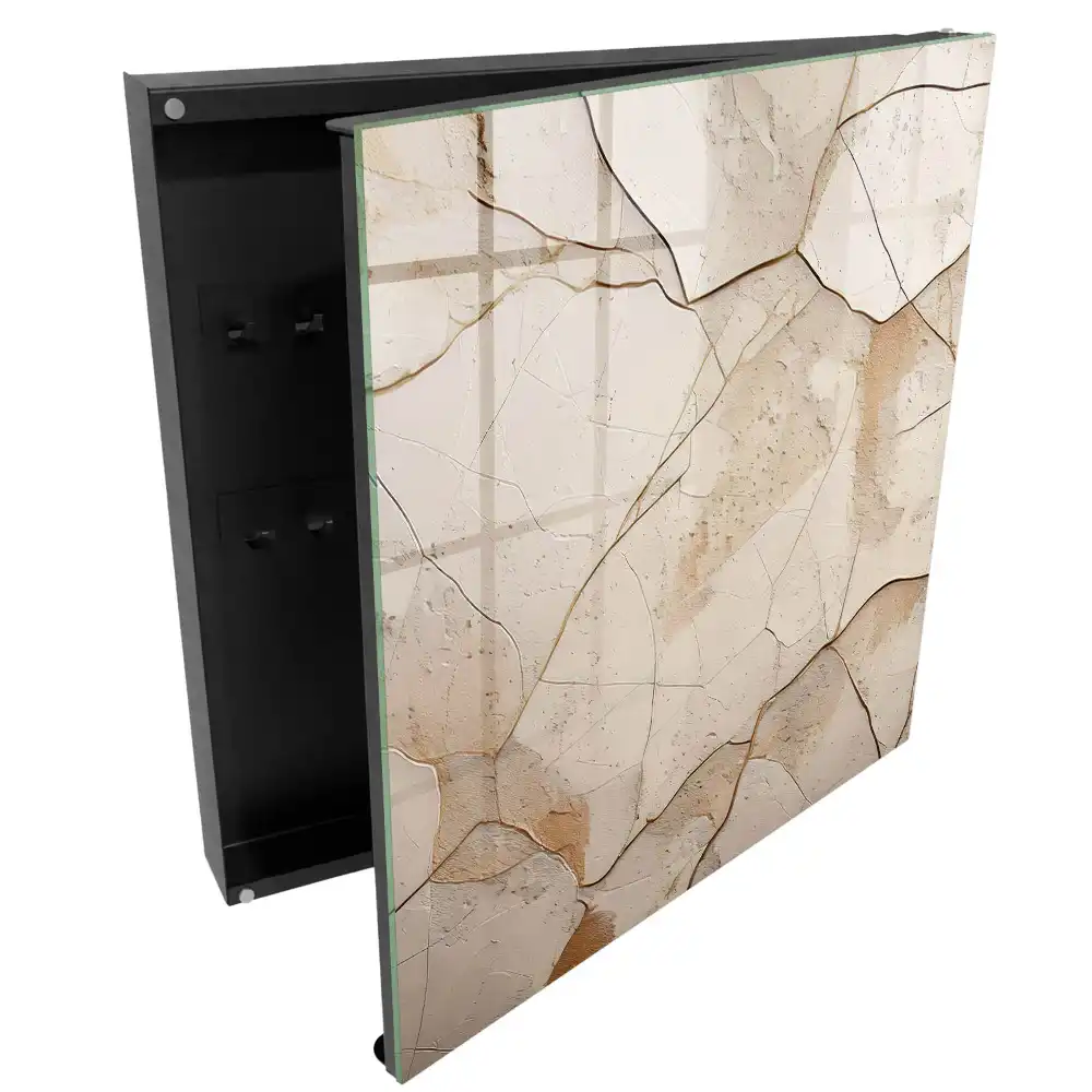 Armoire à clés lignes organiques et motif beige