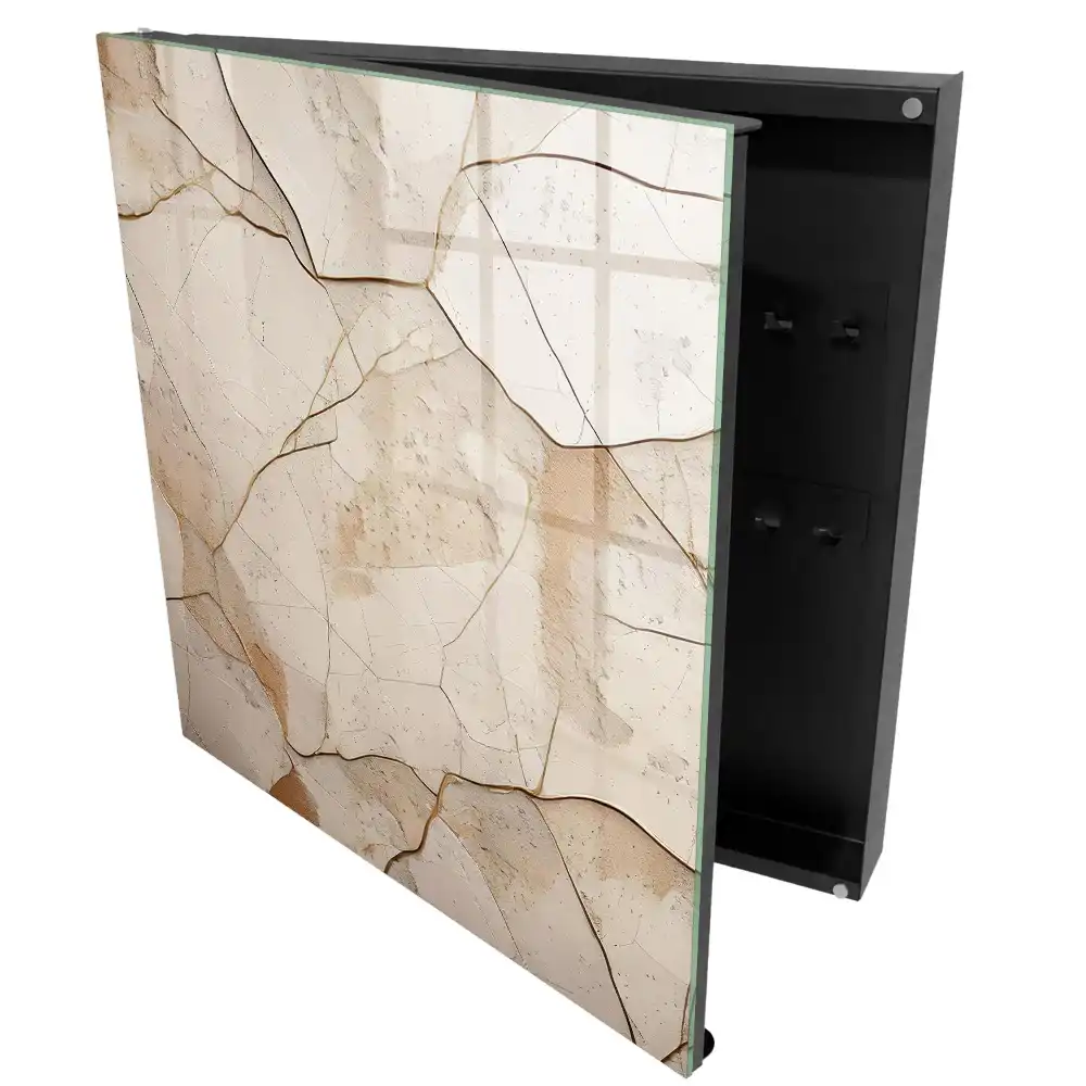 Armoire à clés lignes organiques et motif beige
