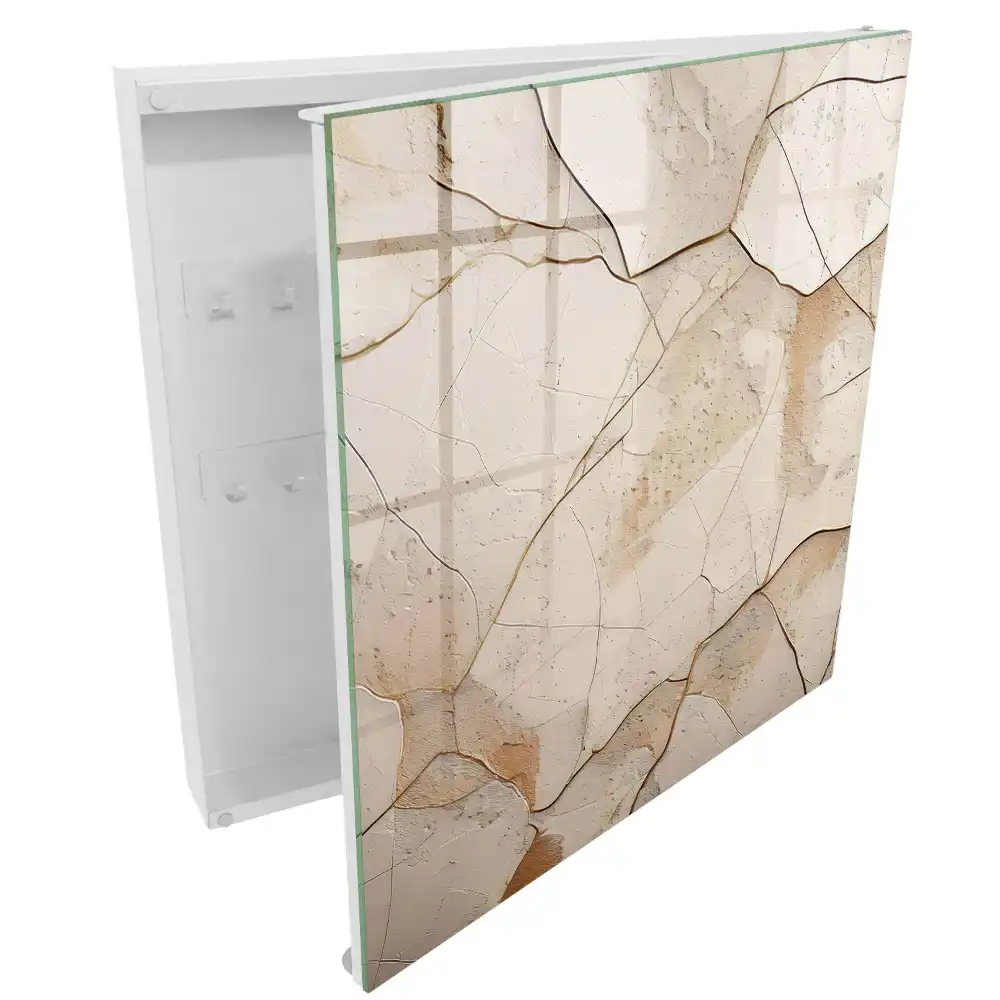Armoire à clés lignes organiques et motif beige