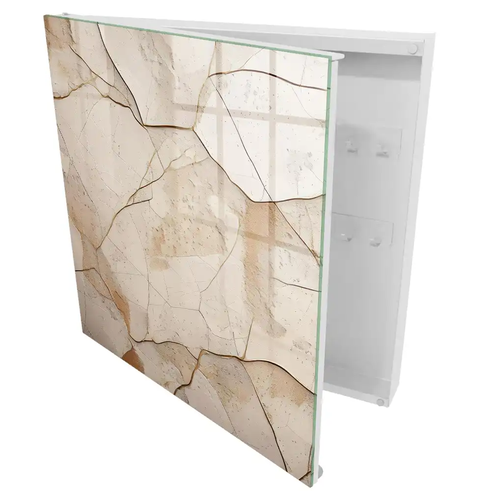 Armoire à clés lignes organiques et motif beige