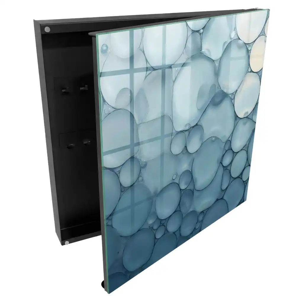 Armoire à clés bulles aux teintes froides de bleu
