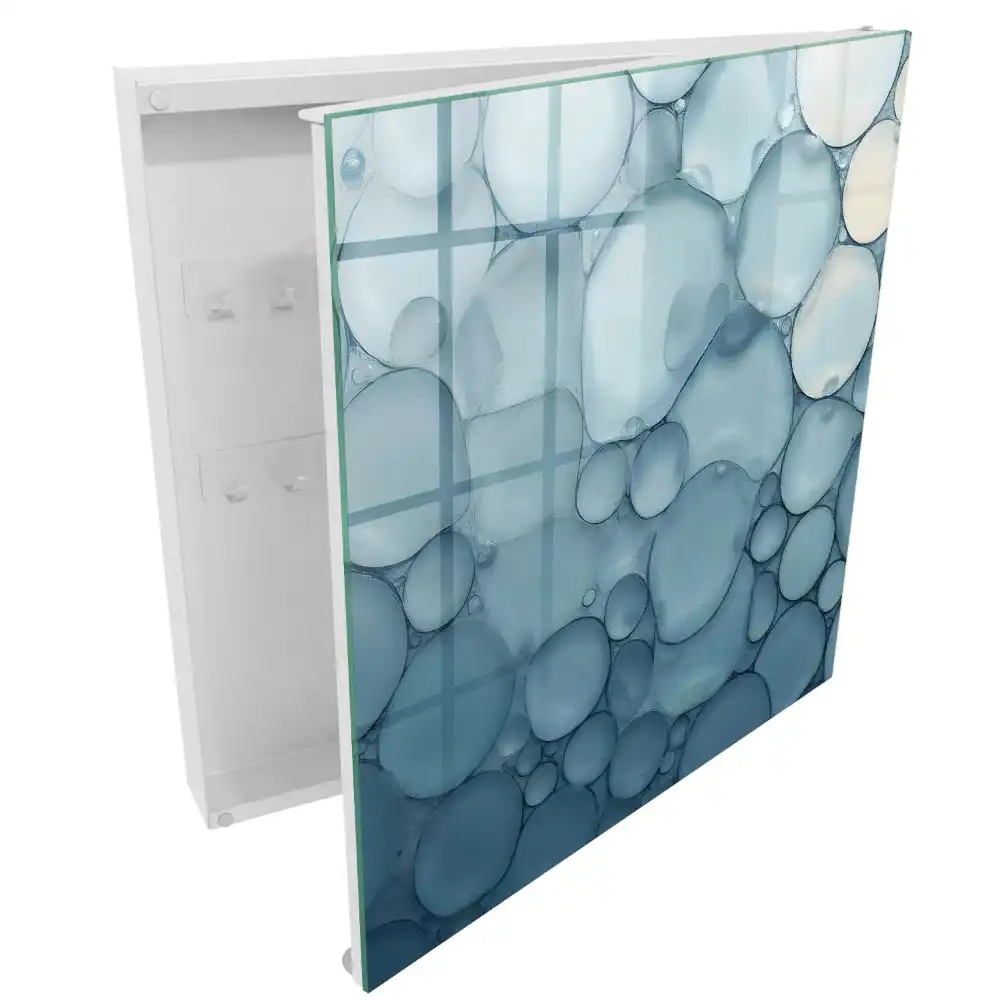 Armoire à clés bulles aux teintes froides de bleu