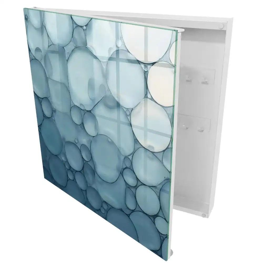 Armoire à clés bulles aux teintes froides de bleu