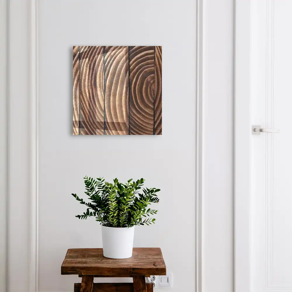 Boîte à clés motif bois naturel dans des tons chauds