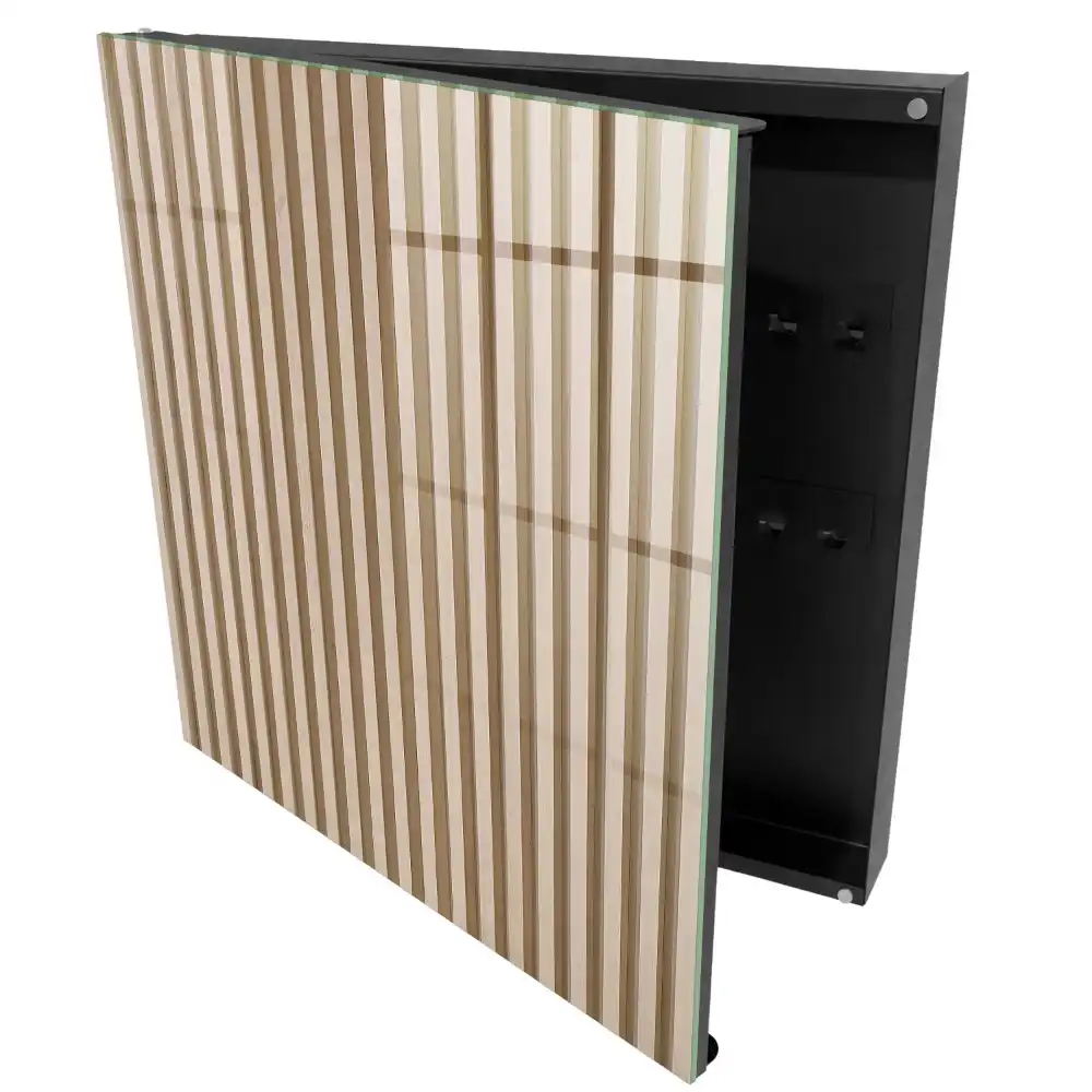 Armoire à clés des lignes verticales beiges créent un effet texturé