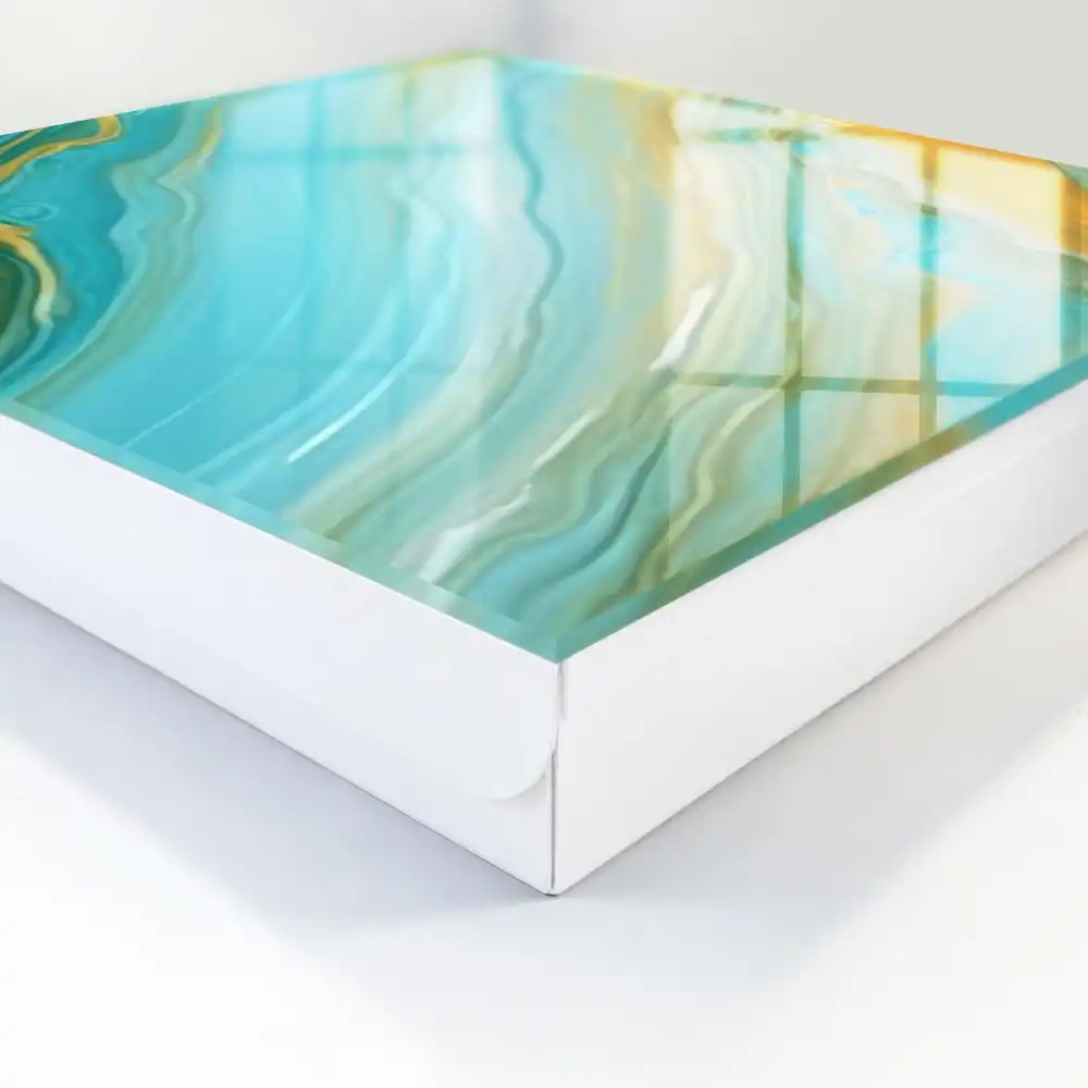 Boîte à clés murale vagues turquoise avec des touches de jaune