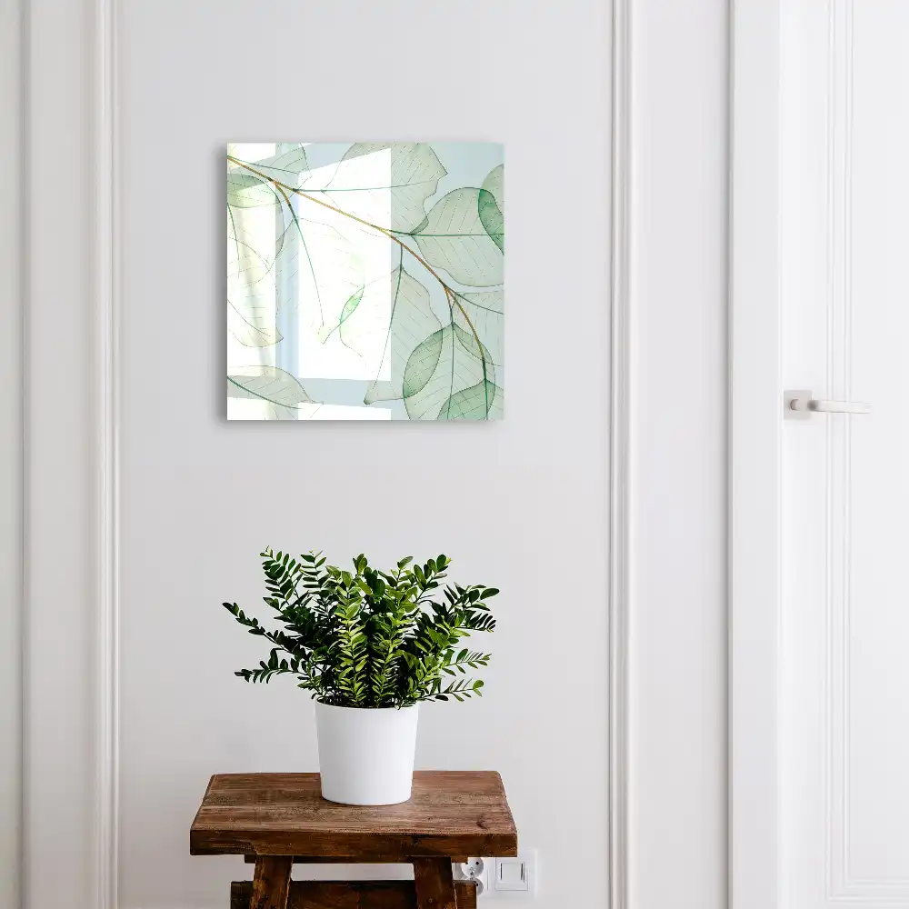 Armoire à clés feuilles subtiles sur fond pastel