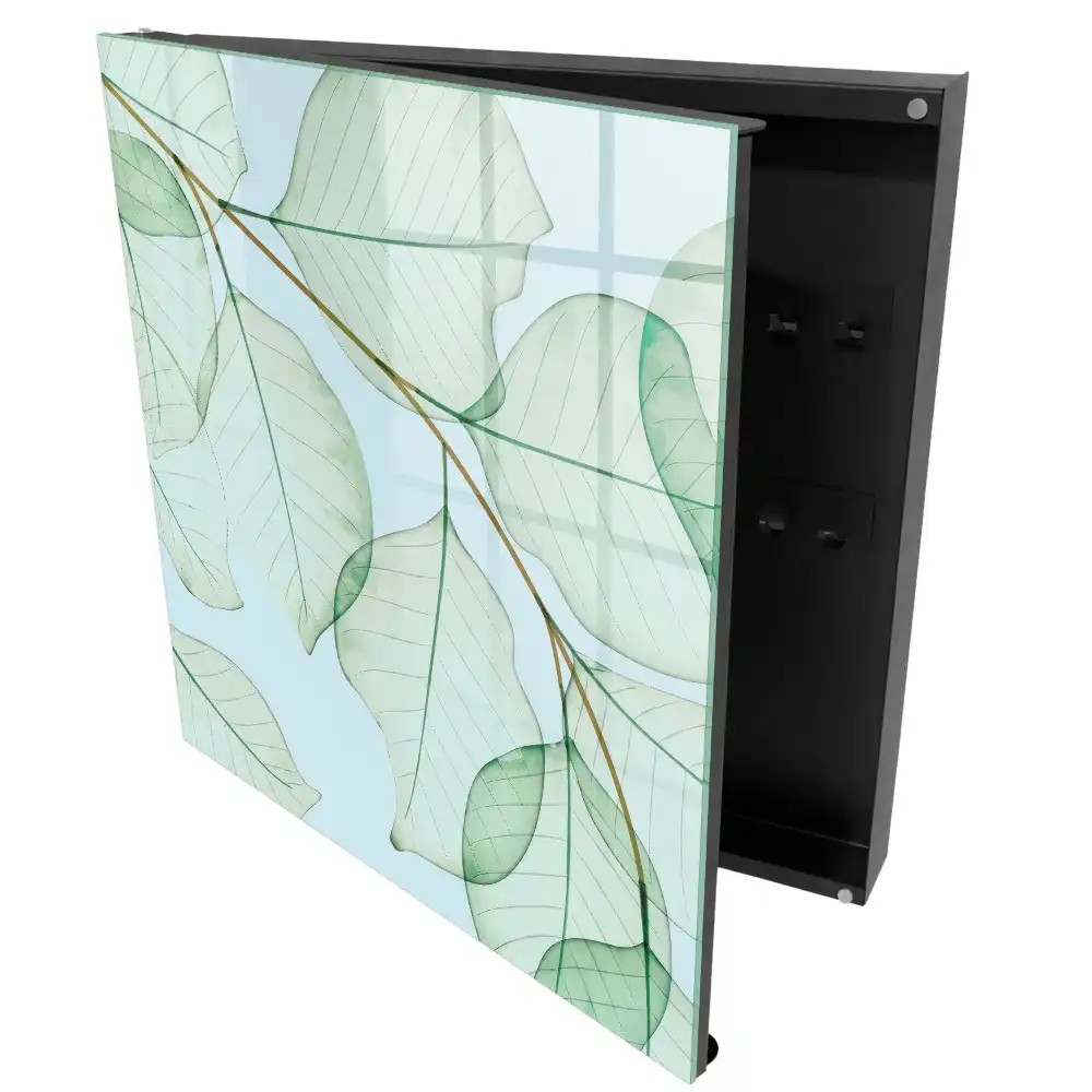 Armoire à clés feuilles subtiles sur fond pastel