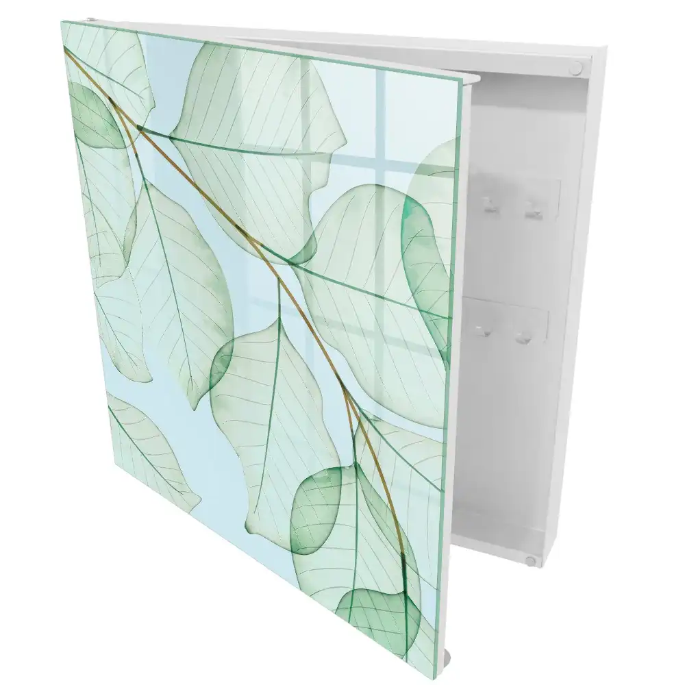Armoire à clés feuilles subtiles sur fond pastel