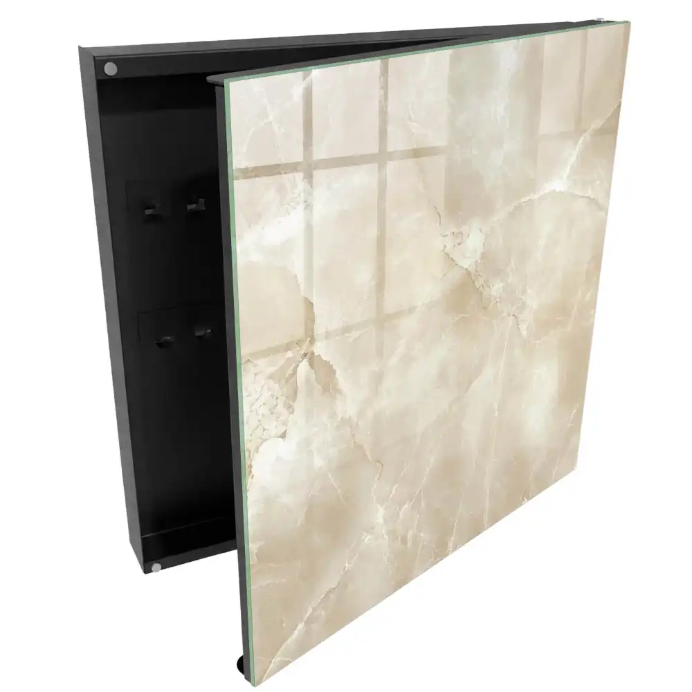 Armoire à clés motifs délicats en marbre beige