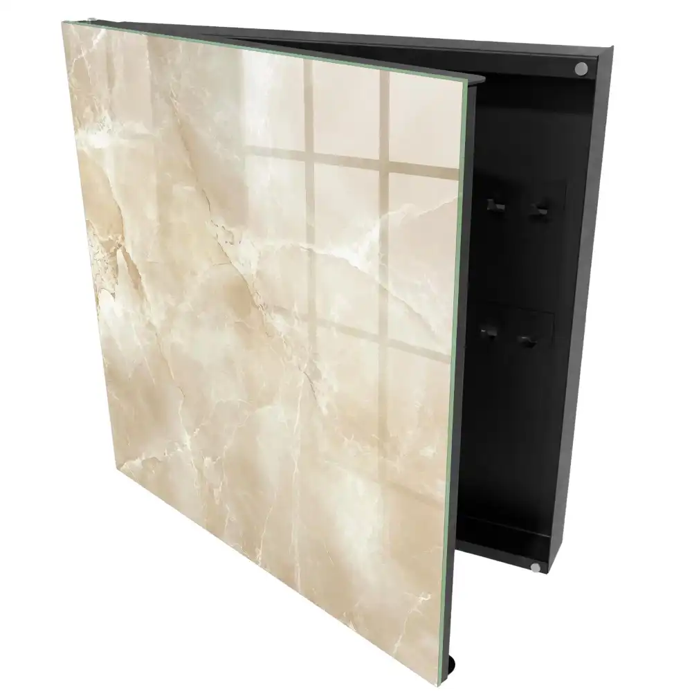 Armoire à clés motifs délicats en marbre beige