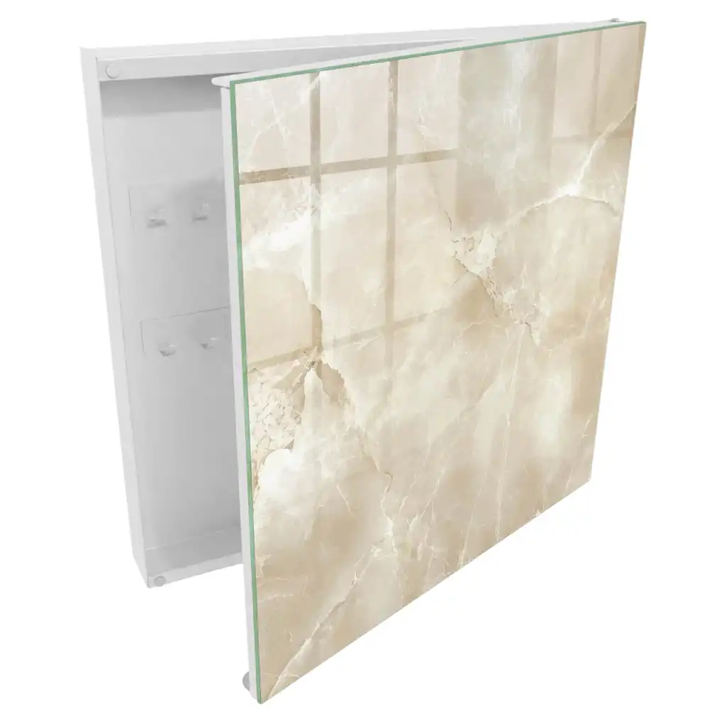 Armoire à clés motifs délicats en marbre beige