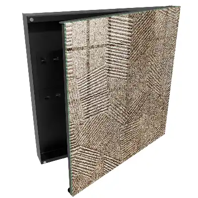 Boîte à clés murale motif géométrique beige à lignes diagonales