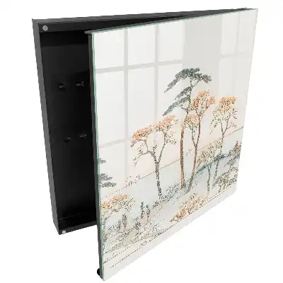 Boîte à clés murale des arbres au bord de l'eau aux couleurs délicates