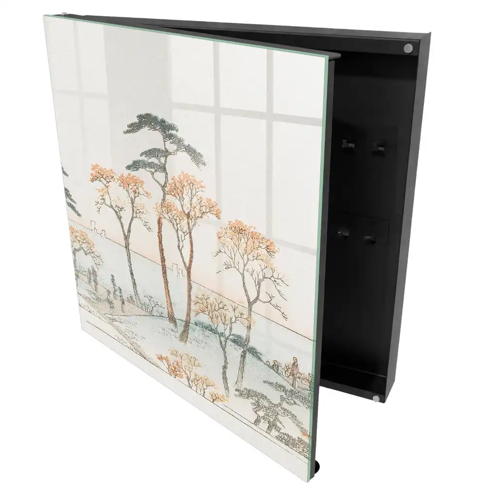 Boîte à clés murale des arbres au bord de l'eau aux couleurs délicates