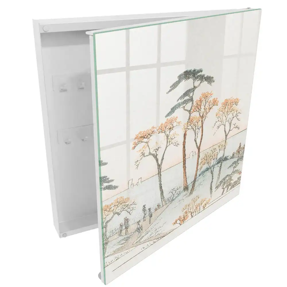 Boîte à clés murale des arbres au bord de l'eau aux couleurs délicates