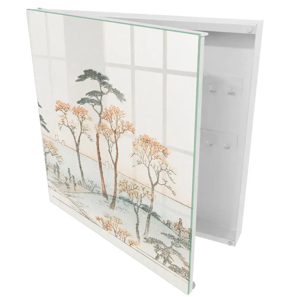 Boîte à clés murale des arbres au bord de l'eau aux couleurs délicates