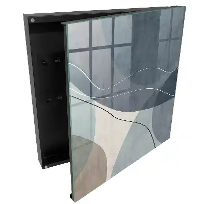 Armoire à clés abstraction dans des nuances de bleu et de gris