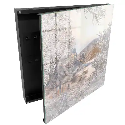 Armoire à clés paysage de montagnes et de plantes sans point