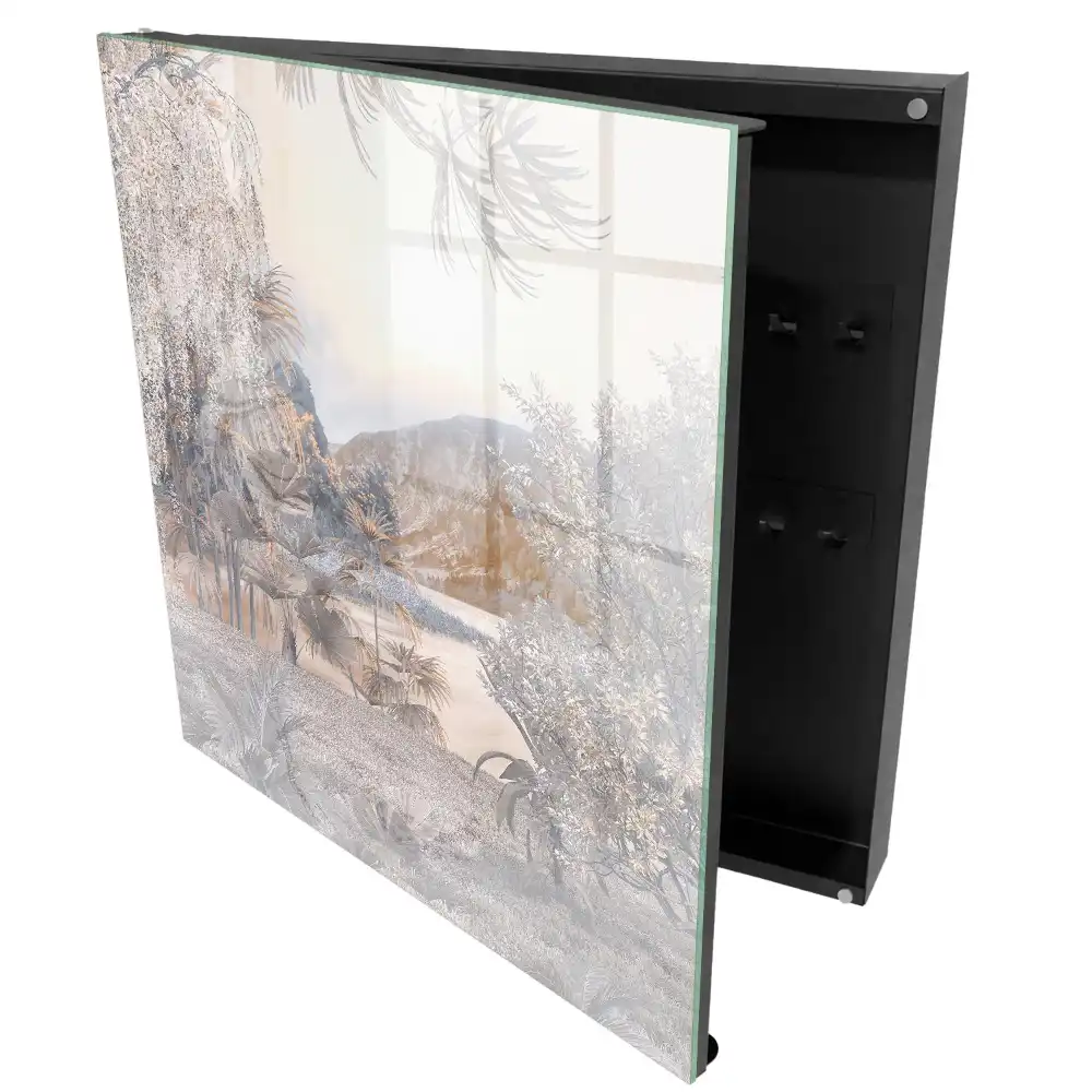 Armoire à clés paysage de montagnes et de plantes sans point