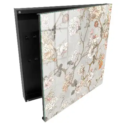 Boîte à clés murale motif floral élégant sur fond clair