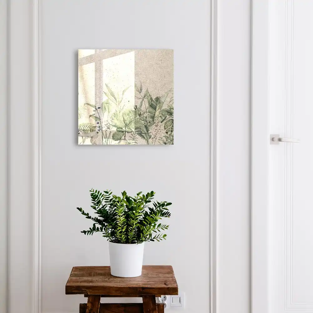 Armoire à clés feuilles vertes avec un lémurien sur fond beige