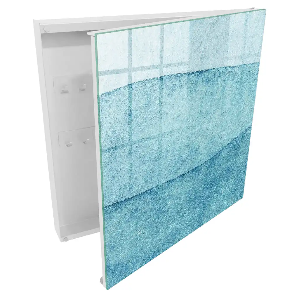 Boîte à clés murale des vagues et des textures subtiles dans des nuances de bleu