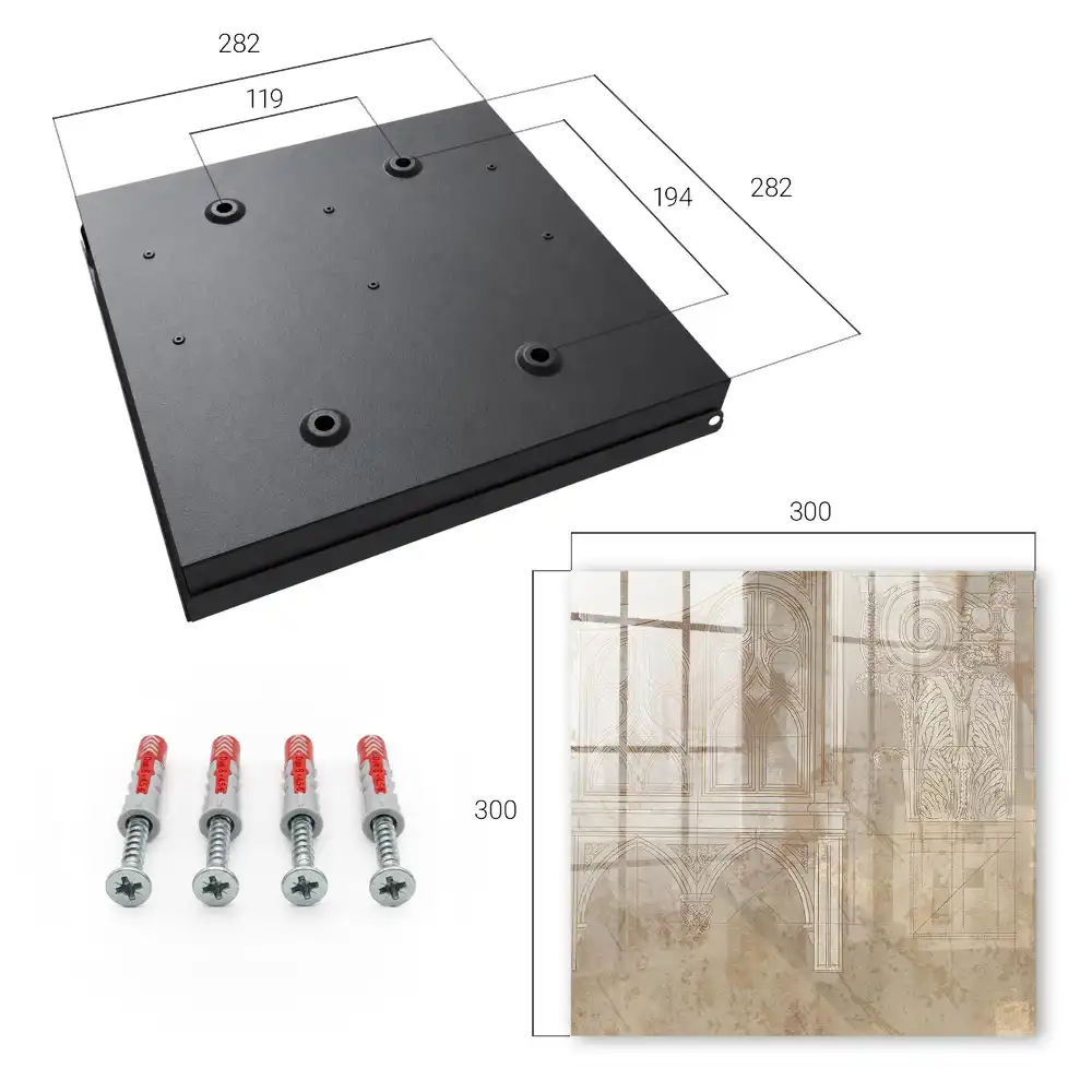 Armoire à clés croquis architecturaux sur fond beige