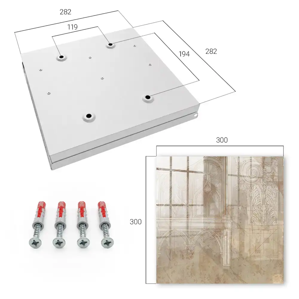 Armoire à clés croquis architecturaux sur fond beige