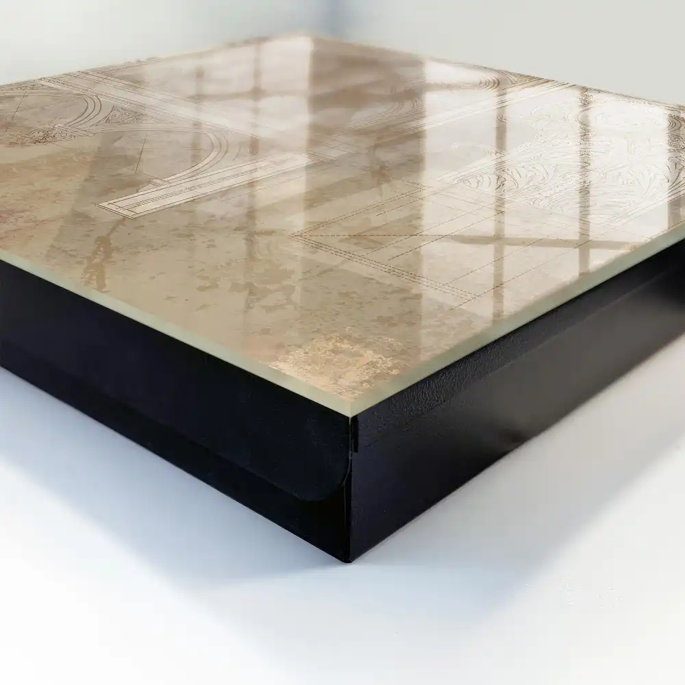 Armoire à clés croquis architecturaux sur fond beige