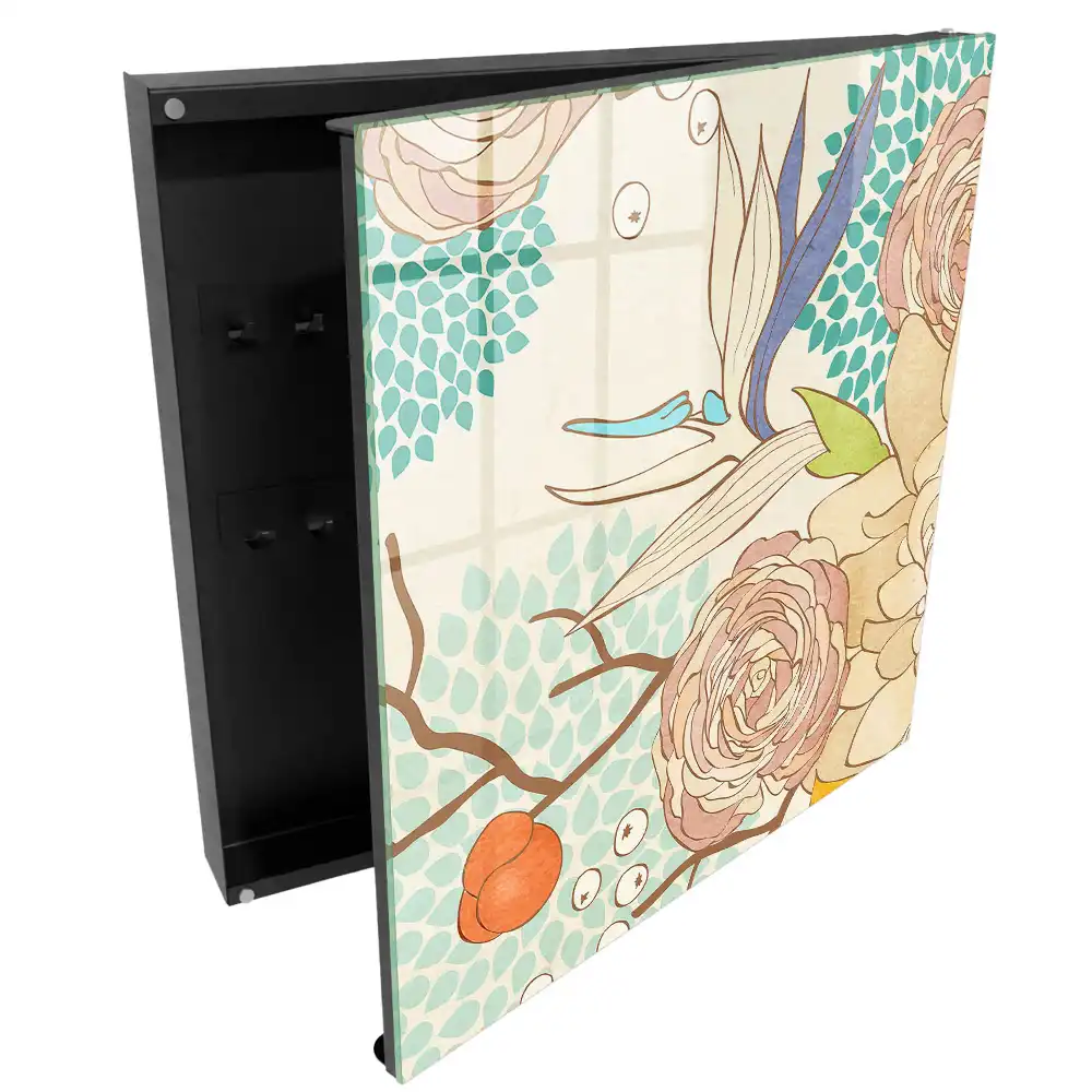 Boîte à clés une composition élégante de fleurs et de géométrie